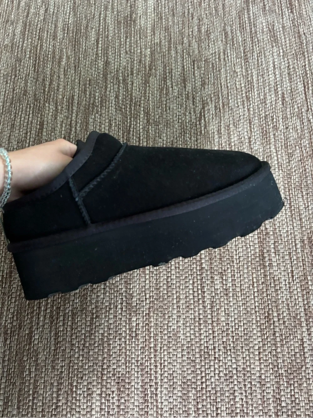 Cushionaire Black Platform Mule Slip-On Shoes